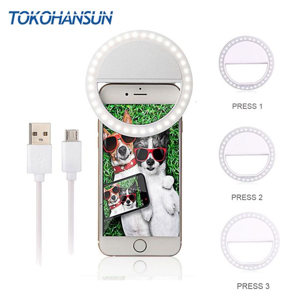 

ring tokohansun selfie usb charging led phone light lamp mobile phone lens led sefie lamp ring flash lenses for iphone samsung