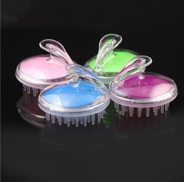 

new design scrub sili silicone shampoo brush custom scalp massager shampoo hair brush floral print shampoo and scalp massage lipper, Silver