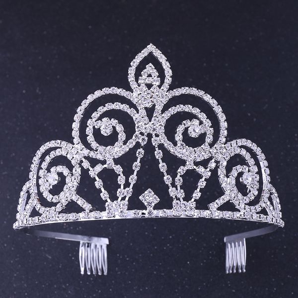 

wedding party 14x8cm tiaras beaded flower leaf headwear of bride crown diamond headwear for bride acting initiation graduation zg-52, White;golden