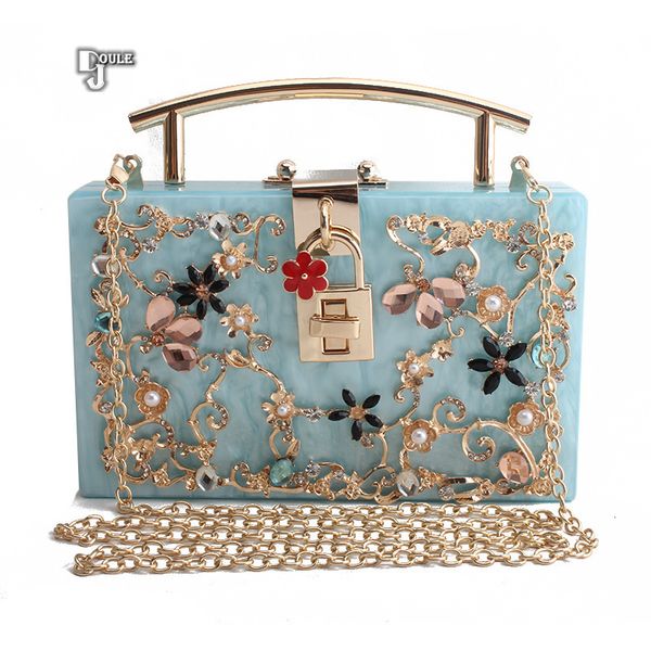 

2020 summer new european and american style acrylic alloy flower chain bag ladies banquet dress portable evening bag