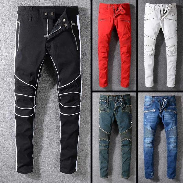 

2019 new famous brand costume designer long ripped soft mens jeans fashion luxury biker jeans for men sale, Blue