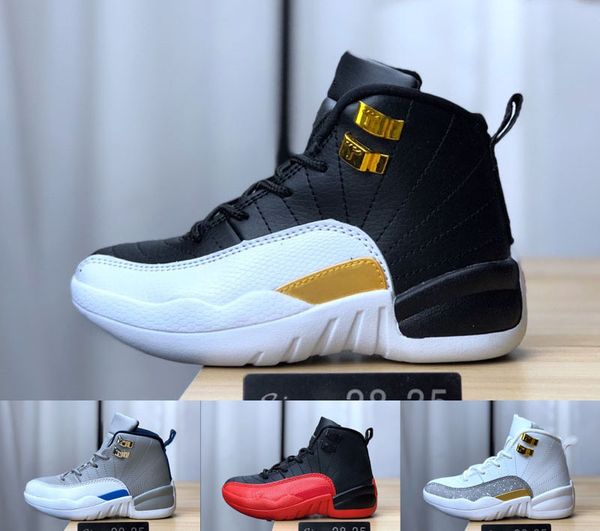 

12 12s kids basketball shoes flu game taxi black cat childrens sports designer shoe xii trainers sneakers