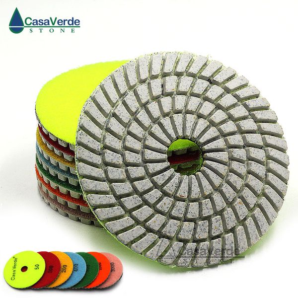 

7pcs/set 4 inch wet 100mm wet diamond polishing pads with 3.0mm thickness granite marble polishing with water