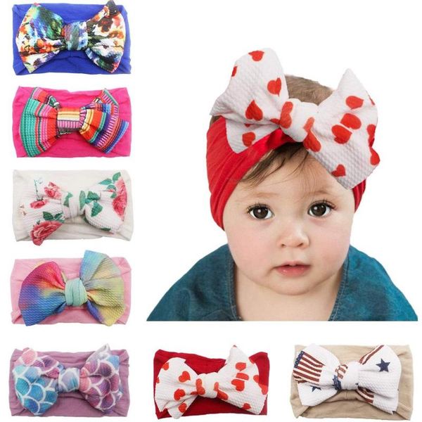 

7pcs baby headbands turban knotted head wraps colorful nylon headbands elastic hairbands hair accessories for newborns toddlers, Slivery;white
