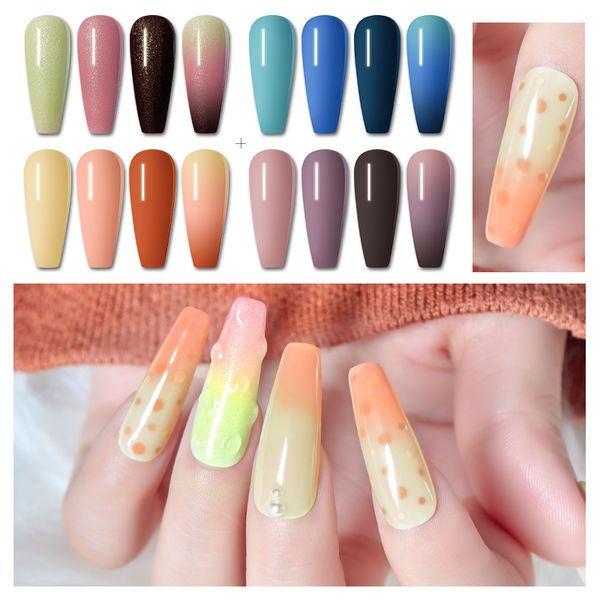 

four lily 1 bottle 5ml color changing uv gel polish matte coat thermal nail gel soak off nail art polish varnish, Red;pink