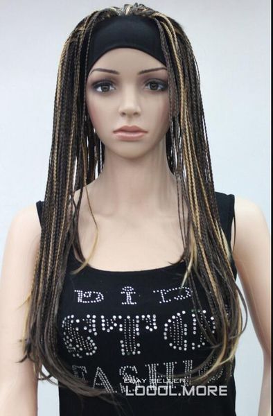 Wig Ll Hot Sell Brown With Some Blonde Man Made Braids 3 4