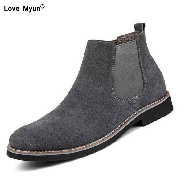 

men boots ankle boots fashion men's male leather quality slip ons motorcycle man warm ujk890, Black