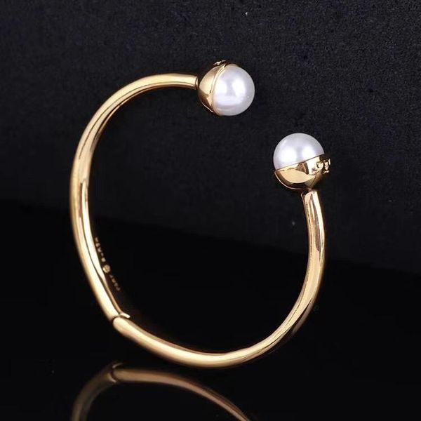 

opened bangle with double pearl ball bracelet for women bangle wedding jewelry gift ps6240a