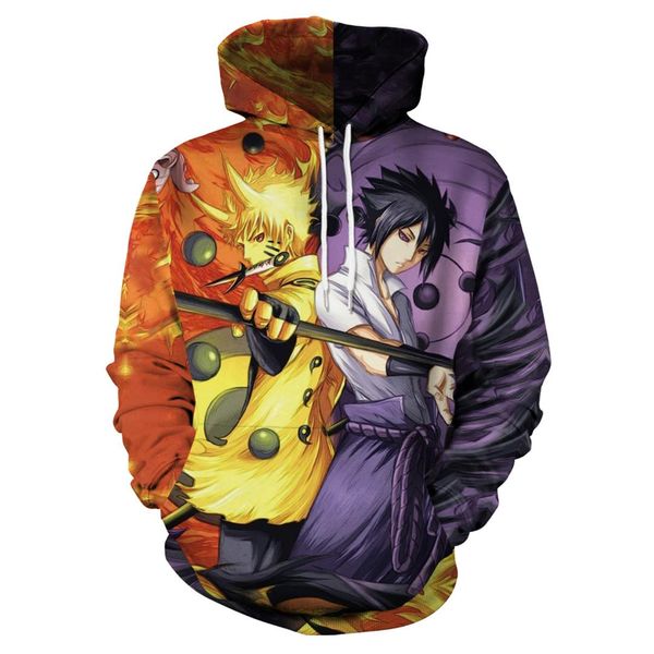 

hoodies anime naruto print hoodies with hat men hoodie loose hooded sweatshirt sudaderas para hombre streetwear, Black