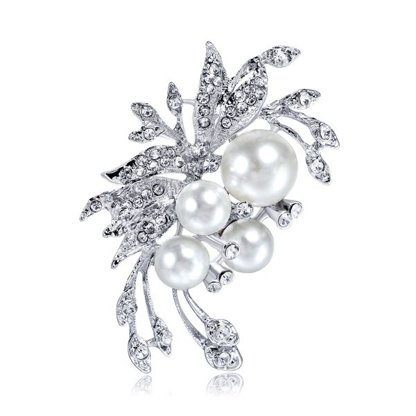 

rhinestone alloy pearl brooch with diamond crystal brooch brooch jewelry wholesale, Gray