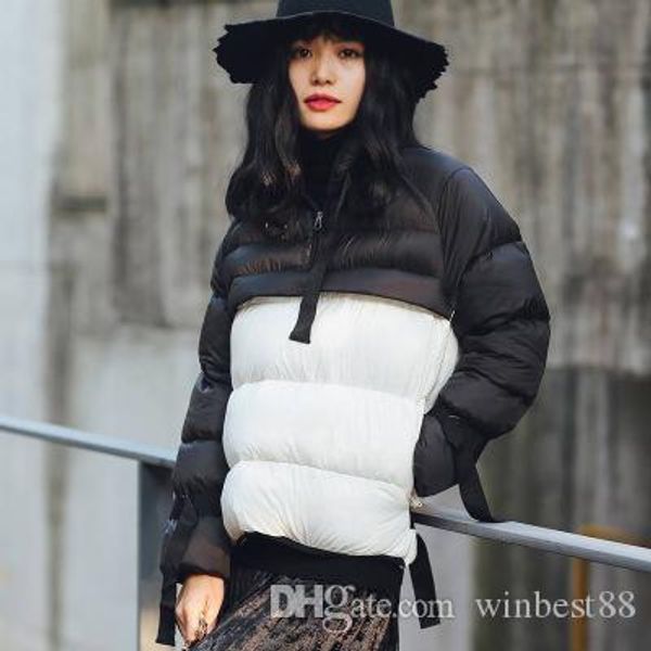 

women's street fashion short warm outwear thick duck down jacket feather hand embroidery puffer jacket dhl, Black