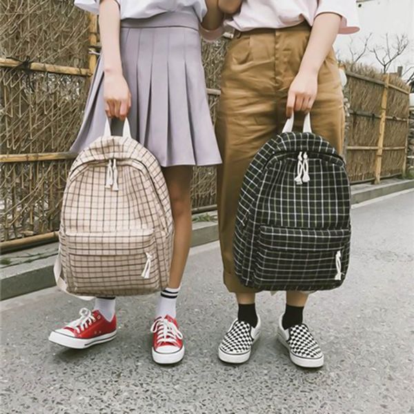 

1pc canvas backpack pure color large capacity book school bag handbag multi-purpose cloth women travel backpack satchel dropship
