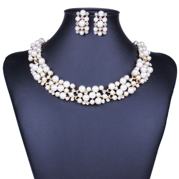 

fashion pearl jewelry sets for women african beads jewelry set gold wedding crystal bridal dubai necklace jewelery costume