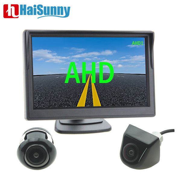 

5 inch ahd monitor 1024x600 with 170° 1280x720p starlight night vision front side ahd reverse rear view camera full hd fisheye car