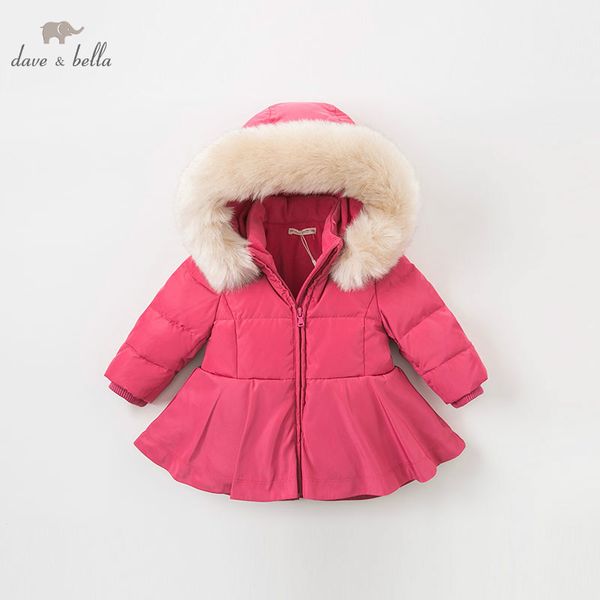 

db8954 dave bella baby girls winter down jacket children 90% white duck down outerwear fashion navy rose coat, Blue;gray