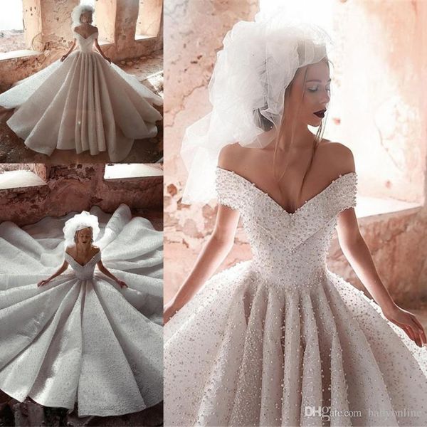 

дубай arabic luxury sparkly бальное платье свадебные платья плеча pearls бусины монтажн длинные ruched свадебные платья свадебные платья цер, White
