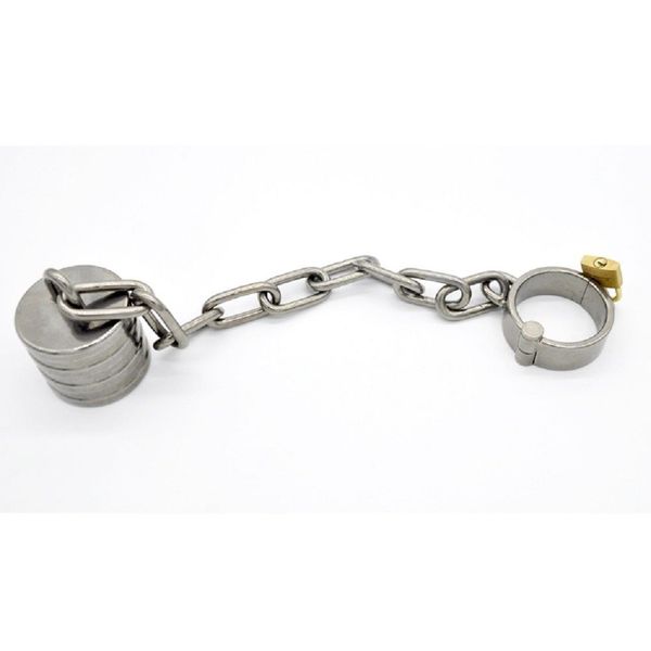 

male 16oz testicle ball stainless scrotum device stretchers chain t8754 steel chastity