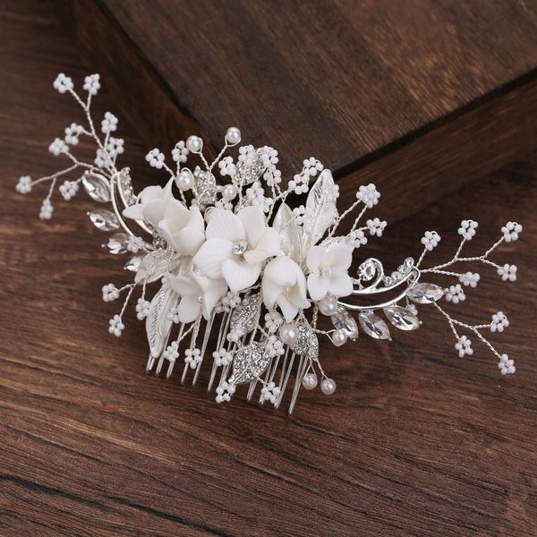 

new arrival fashion elegant hearwear wedding dress accessories white ceramic combs the new 2020 wedding jewelry, Slivery;white