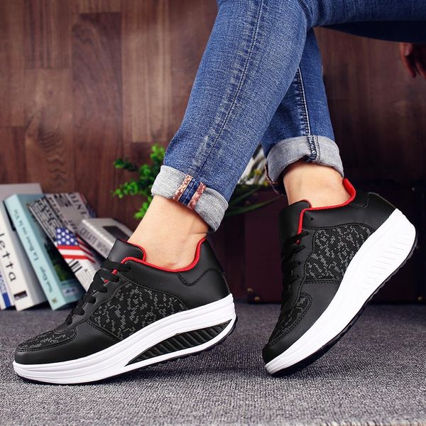 

big size high sole running shoes ladies sports shoes for women sport women sneakers platform black female tennis gym a-409