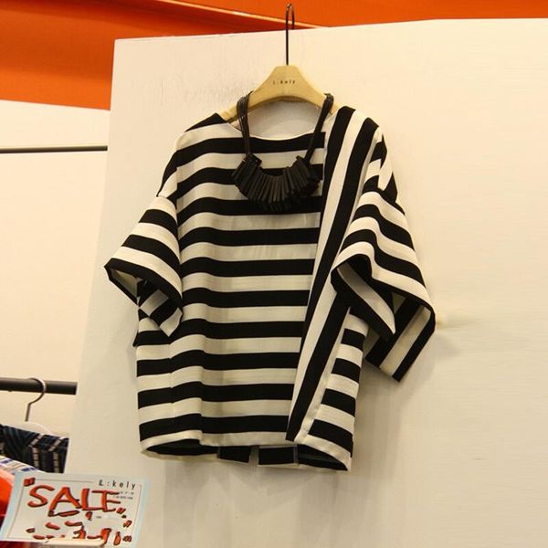 

superaen 2020 spring and summer new t shirts women korean style round neck striped short-sleeved t-shirt female casual, White