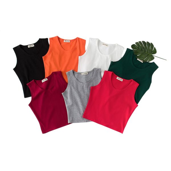 

2019 sexy summer женщины цвета конфеты хлопка танки бретели фитнес футболка top танковая top crop blusas жилет камзол, White