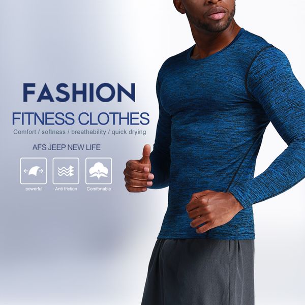 

high-elasticity sporting t-shirt men quick-drying long sleeve fitness t shirt men's solid gyms bodybuilding brand male t-shirt, Black;blue