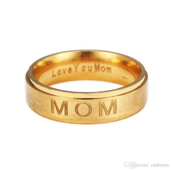 

4 цвета нержавеющей стали люблю тебя мама кольцо карвинг письмо mom кольца bands день матери подарок для ювелирных изделий мама моды подарко, Silver