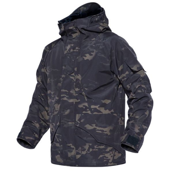 

combat 2 layer softshell pressure glue men's 3 in 1 waterproof jacket + liner camping climbing hunting clothing coat, Blue;black