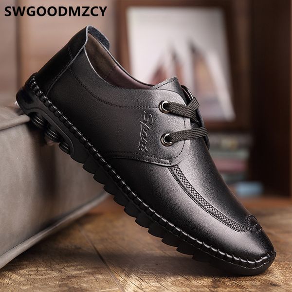 

man shoes leather genuine mens casual shoes designer men zapatos de hombre erkek ayakkabi sapatos, Black