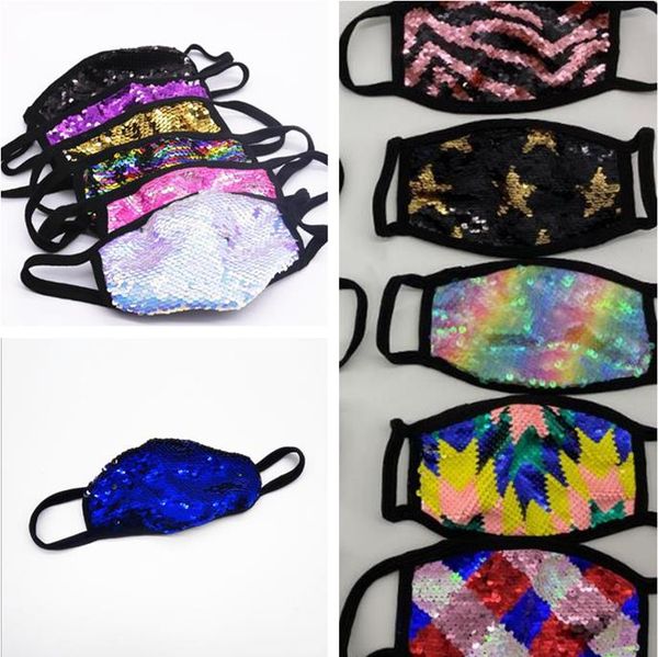 

2020 new sequin black cotton mask fashion design safe breathing mouth masks anti dust face mask 12 color