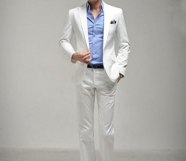 

wholesale- handsome men wedding bridegroom optic white suits 2016 new desinged slim classic business party formal dress jacket and pants, White;black