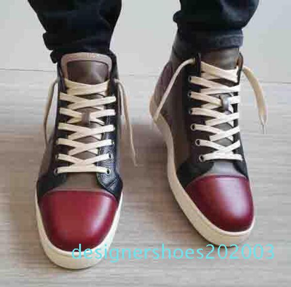 

with hand bag] birthday gift red brand designer wine-red genuine leather red bottom men sneakers orlato mastic sneakers trainers d03, Black