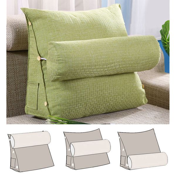 

45*48*20cm cotton linen triangular backrest cushion for sofa cushions for bed rest pillow back