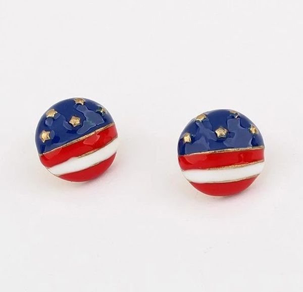 

new design jewelry enamel us america flag ball ear stud earrings, Golden