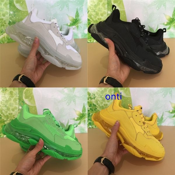 

luxury crystal sole triple s sneakers for men women triple green yellow black white leather platform shoes fashion luxury designer shoes