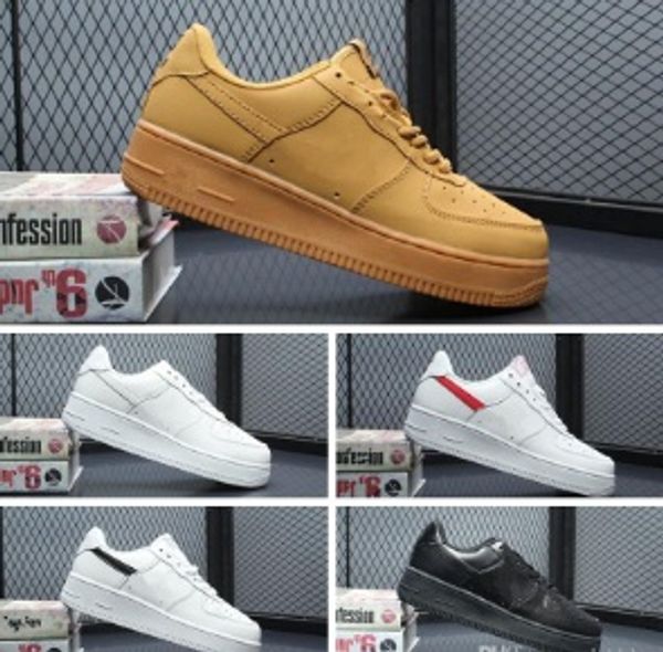 

2019 high-quality fashion forcing cork afi men women one 1 running shoes high low cut all white black brown color casual sneakers size 36-45