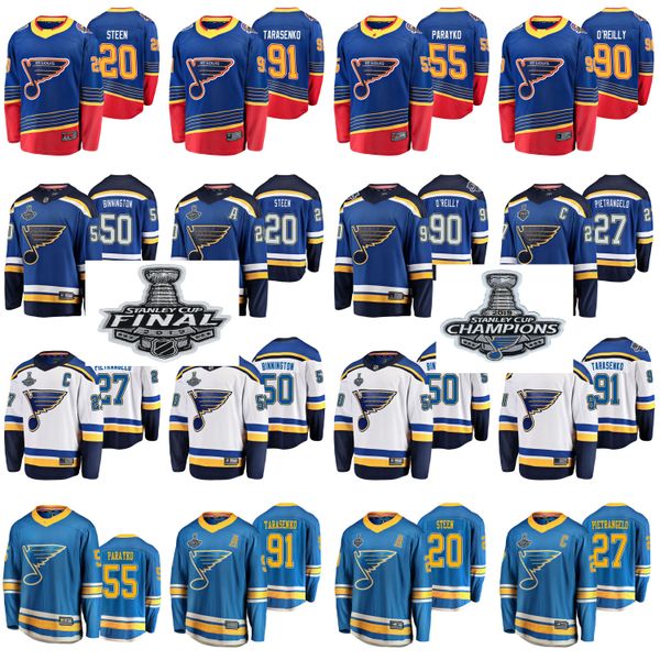 

stanley cup final champions сент-луис блюз 90 о'райли джерси 91 тарасенко 50 binnington хоккей трикотажные синий прошитой, Black;red