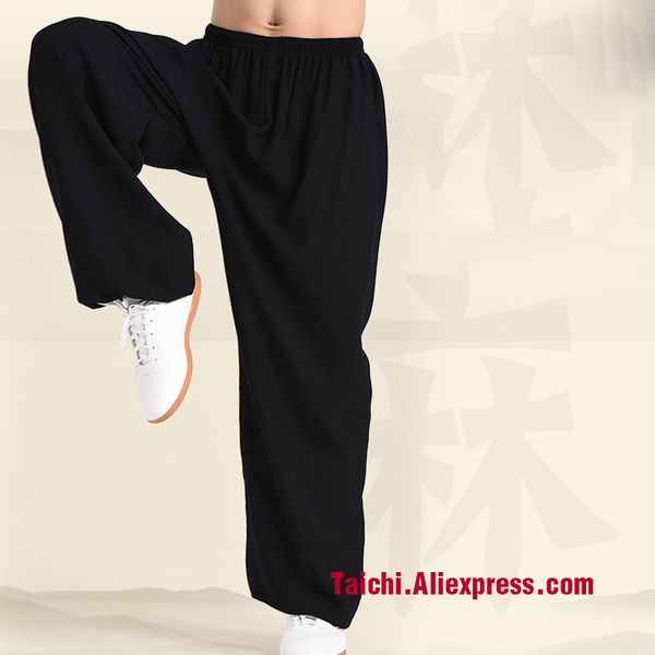 

flax tai chi pants breathable martial art yoga trousers 5 colors ing, Black;red