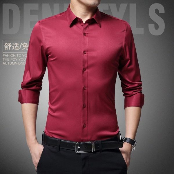 

mens formal business smart casual long sleeve square collar slim fit single breasted male plus size 5xl shirts, White;black