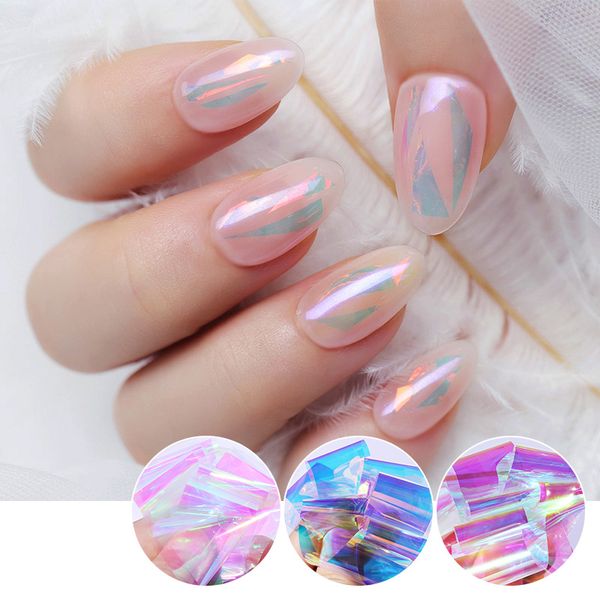 

1 pack holographic nail foil stickers or glass paper fashion nail art transfer foils sticker decal diy design decoratio, Black