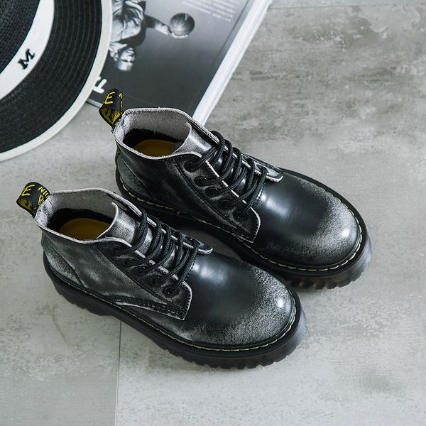 

2019 кожа мартин англия мотоцикл толстой подошве платформы сапоги женские лодыжки обувь mx200508, Black