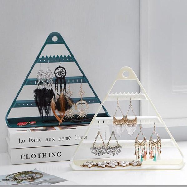 

stable triangle jewelry storage rack abs wall hanging hold shelf earring bracelet necklace organizer display accessories, Pink;blue