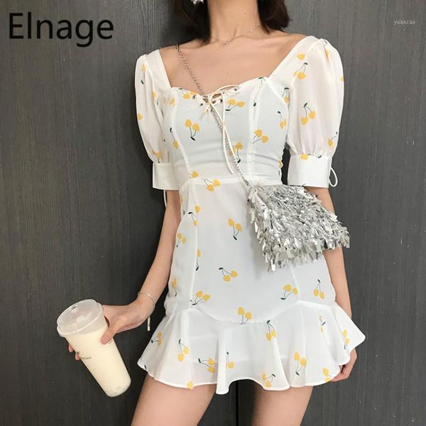 

elnage корейской моды стиль тонкий талия русалка с коротким рукавом шифон летнее платье труба женская одежда new 2020 5a6171, Black;gray