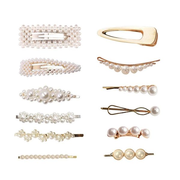 

12pcs hair clips fresh fashion pearl decorative simple hair barrettes bobby pin styling accessories tool, Golden;silver