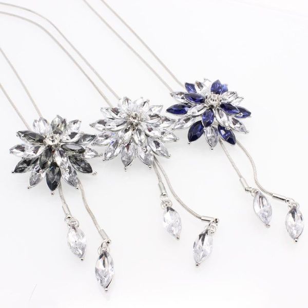 

fashion necklace statement colar accessories jewelry women charm bridal engagement crystal rhinestone snowflake pendant necklace, Silver
