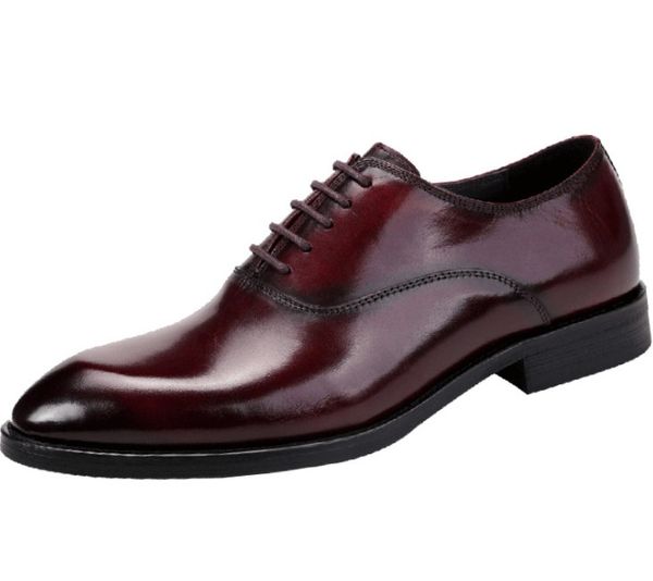 

formal dress shoes for gentle men genuine leather shoes pointed toe mens designer business oxfords casual shoes, Black