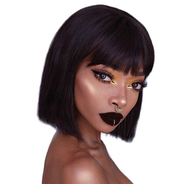 

short human hair wigs bob wig human hair wigs with bangs for black woman dorisy non remy brazilian short bob wig