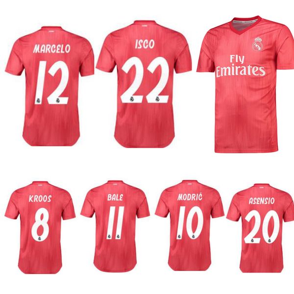 

New hot selling Real Madrid 3rd red Soccer Jerseys 18/19 Real Madrid third Soccer Shirt 2019 BALE Football Uniforms ASENSIO ISCO