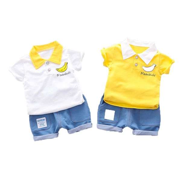 

fruit cute embroidery shirt and jeans shorts boutique children baby boy clothing, White