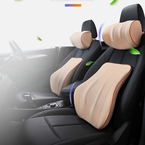 

3d memory 1set foam car cushion lumbar support pillow leather car seat pillows lower back cushion for office chair universal